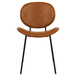 Beliani Dining Chairs Set 2 - Golden Brown Faux Pu Leather Armless, Iron Legs (W50 X D58 X H80Cm) - thumbnail 1