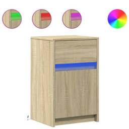 Berkfield Bedside Cabinets With Led Lights 2 Pcs Sonoma Oak Engineered Wood - thumbnail 2