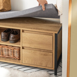 Sobuy Fsr149-N, Hallway Shoe Bench Shoe Cabinet Shoe Rack Storage Bench, Wood Veneer,w110Xd35Xh45 - thumbnail 7