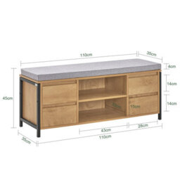 Sobuy Fsr149-N, Hallway Shoe Bench Shoe Cabinet Shoe Rack Storage Bench, Wood Veneer,w110Xd35Xh45 - thumbnail 3