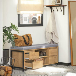 Sobuy Fsr149-N, Hallway Shoe Bench Shoe Cabinet Shoe Rack Storage Bench, Wood Veneer,w110Xd35Xh45 - thumbnail 2