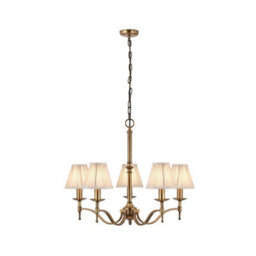 Luminosa Lighting Luminosa Stanford 5 Light Multi Arm Ceiling Pendant Chandelier Antique Brass, E14 - thumbnail 1