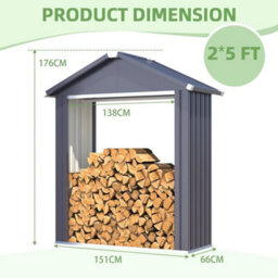 Heavy Duty Galvanized Steel Log Store Outdoor Firewood Shelter With Apex Roof - thumbnail 2