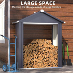Heavy Duty Galvanized Steel Log Store Outdoor Firewood Shelter With Apex Roof - thumbnail 6