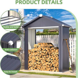 Heavy Duty Galvanized Steel Log Store Outdoor Firewood Shelter With Apex Roof - thumbnail 5