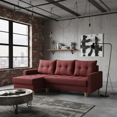 Bodo Modern Scandi Sofa Comfortable Fabric Upholstered Settee Minimalist 3 Seater Couch For Living Room Red - image 1