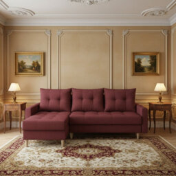 Bodo Modern Scandi Sofa Comfortable Fabric Upholstered Settee Minimalist 3 Seater Couch For Living Room Red - thumbnail 2