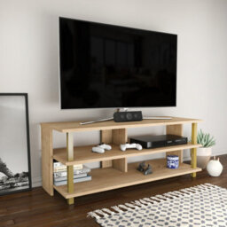 Decorotika Pueblo Tv Stand Tv Unit For Tv's Up To 55 Inches Gold And Oak - thumbnail 3