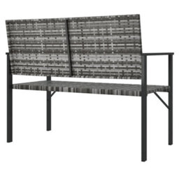 Walplus 2-Seater Garden Bench Grey Poly Rattan - thumbnail 5