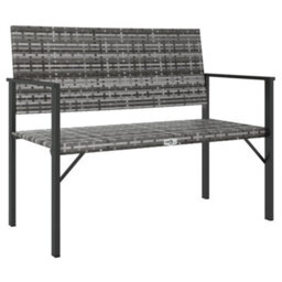 Walplus 2-Seater Garden Bench Grey Poly Rattan - thumbnail 2