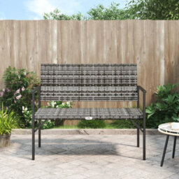 Walplus 2-Seater Garden Bench Grey Poly Rattan - thumbnail 1