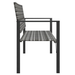 Walplus 2-Seater Garden Bench Grey Poly Rattan - thumbnail 4
