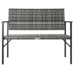 Walplus 2-Seater Garden Bench Grey Poly Rattan - thumbnail 3