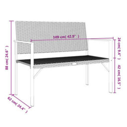 Walplus 2-Seater Garden Bench Grey Poly Rattan - thumbnail 8