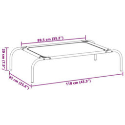 Vidaxl Elevated Dog Bed Black 110X65X20 Cm Oxford Fabric And Steel - thumbnail 8