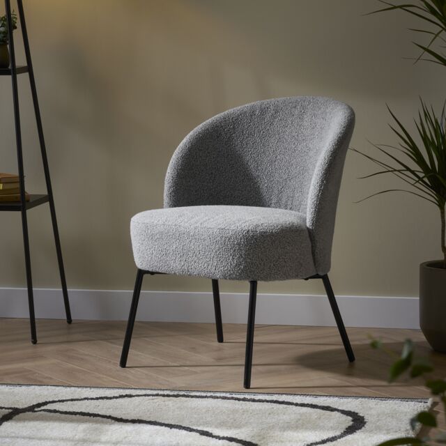 Bersaba Grey Boucle Occasional chair (H)770mm (W)560mm (D)650mm - image 1