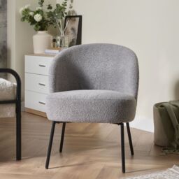 Bersaba Grey Boucle Occasional Chair (H)770mm (W)560mm (D)650mm - thumbnail 5