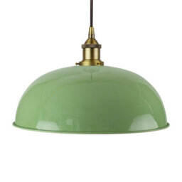 Mint Green Worcester Painted Dome Pendant Light With Matt Antique Brass Lamp Holder And Black Round Cable - Se Home - thumbnail 1
