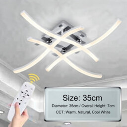Curved Led Silver Ceiling Light Chandelier Pendant Lamp - thumbnail 2