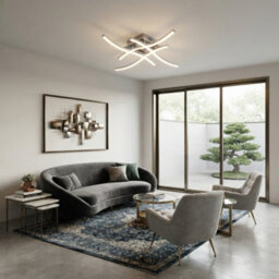 Curved Led Silver Ceiling Light Chandelier Pendant Lamp - thumbnail 4