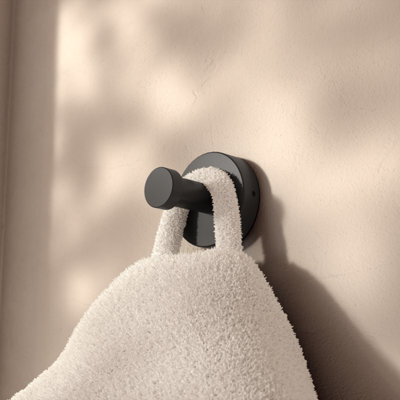 Croydex Epsom Matt Black Robe Hook With Flexi-Fix™ Brackets - image 1