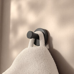 Croydex Epsom Matt Black Robe Hook With Flexi-Fix™ Brackets - thumbnail 1