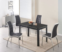 Furnizone UK Milano 4-Seater Black Glass Dining Table And Black Metal Legs Dining Table - thumbnail 5