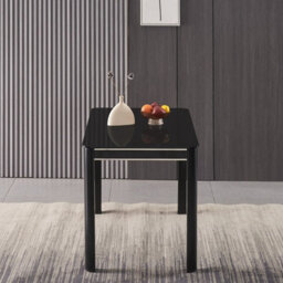 Furnizone UK Milano 4-Seater Black Glass Dining Table And Black Metal Legs Dining Table - thumbnail 3