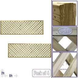 Premier Garden Supplies Urban Diamond Wooden Trellis Panel 6Ft X 2Ft (4 Pack) Heavy-Duty Lattice Fencing Topper For Climbing Plant Support - thumbnail 1