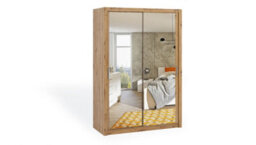 Arte Bono Mirrored Sliding Door Wardrobe In Oak Artisan - Optimised Storage For Contemporary Spaces - W1500mm X H2150mm X D620mm - thumbnail 1