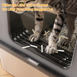 London Boutique Grey Stainless Steel Cat Litter Tray With Lid And Scoop, Hooded High Sided Enclosed Cat Toilet, 60X40X31.5Cm - thumbnail 6