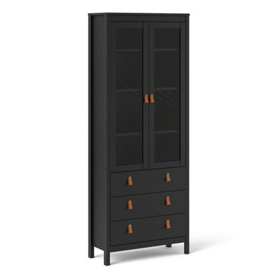 Furniture To Go Barcelona China Cabinet 2 Doors W/glass + 3 Drawers In Matt Black - image 1