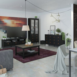 Furniture To Go Barcelona China Cabinet 2 Doors W/glass + 3 Drawers In Matt Black - thumbnail 6
