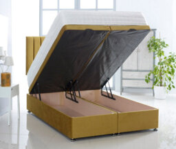Comfy Deluxe White  Plush Foot Lift Ottoman Bed With Memory Spring Mattress And  Studded  Headboard 3Ft Single - thumbnail 2