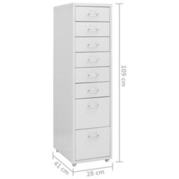 Berkfield Mobile File Cabinet Grey 28X41X109 Cm Metal - thumbnail 9