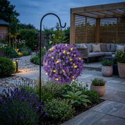 Coloured Solar Topiary Ball Light Purple 27Cm 20 Led Hanging Garden Outdoor Decorative Solar Lamp Weatherproof Garden Light - thumbnail 2