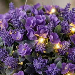 Coloured Solar Topiary Ball Light Purple 27Cm 20 Led Hanging Garden Outdoor Decorative Solar Lamp Weatherproof Garden Light - thumbnail 7