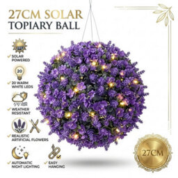 Coloured Solar Topiary Ball Light Purple 27Cm 20 Led Hanging Garden Outdoor Decorative Solar Lamp Weatherproof Garden Light