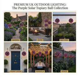 Coloured Solar Topiary Ball Light Purple 27Cm 20 Led Hanging Garden Outdoor Decorative Solar Lamp Weatherproof Garden Light - thumbnail 3