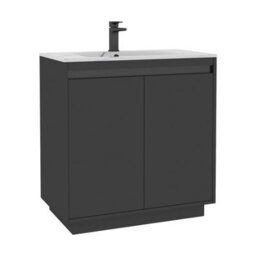 Royal Bathrooms Orion 800mm Matt Obsidian Black 2 Door Floor Standing Vanity Unit With Carrara White Basin & Black Accent Trim - thumbnail 7