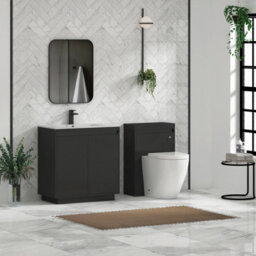 Royal Bathrooms Orion 800mm Matt Obsidian Black 2 Door Floor Standing Vanity Unit With Carrara White Basin & Black Accent Trim - thumbnail 3