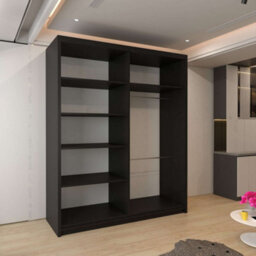 Sliding Wardrobes 4 u LTD Sliding Wardrobes 4U Fashnary Double Sliding Door Wardrobe - Black 150Cm - thumbnail 3
