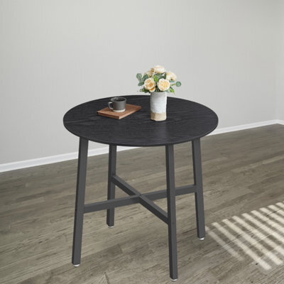 Songmics Round Dining Table, Circular Kitchen Table, Industrial Style Furniture, Living Room Desk, Ebony Black And Ink Black - image 1