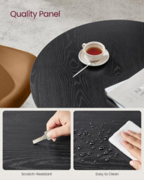 Songmics Round Dining Table, Circular Kitchen Table, Industrial Style Furniture, Living Room Desk, Ebony Black And Ink Black - thumbnail 4