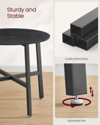 Songmics Round Dining Table, Circular Kitchen Table, Industrial Style Furniture, Living Room Desk, Ebony Black And Ink Black - thumbnail 5