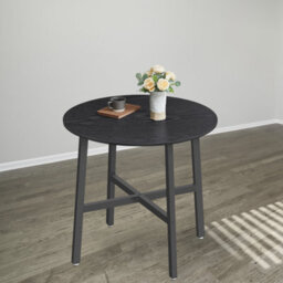 Songmics Round Dining Table, Circular Kitchen Table, Industrial Style Furniture, Living Room Desk, Ebony Black And Ink Black - thumbnail 1