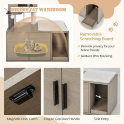 2-In-1 Modern Cat Tree Tower  Cat Condo Cat Litter Box Enclosure - thumbnail 5