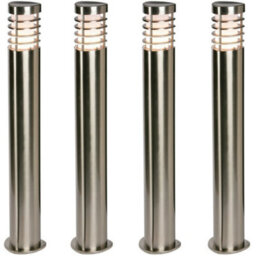 4 Pack Outdoor Garden Bollard Light Brushed Steel 9.2W Path Led Lamp Post Ip44 - thumbnail 1