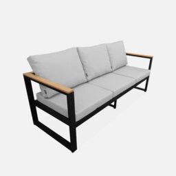 Sweeek - 5-Seater Wooden And Aluminium Garden Sofa Set Nazca Light Grey 192X70X66 Cm - thumbnail 3