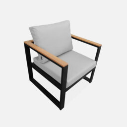 Sweeek - 5-Seater Wooden And Aluminium Garden Sofa Set Nazca Light Grey 192X70X66 Cm - thumbnail 4
